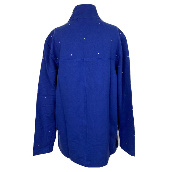 Quacker Factory Jacket Womens Sz M Blue Cotton Stretch Rhinestone Zip Up - Picture 4 of 8